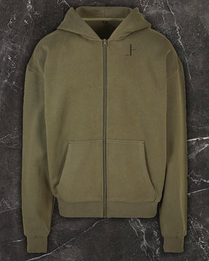 Zip-Hoodie 12:12 Olive - lovelostclo